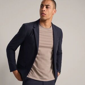 RHONE Navy Sport Coat with Taupe Shirt